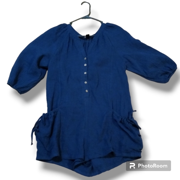 EUC Shein Lune Navy Solid Front Pocket Romper Size M - Picture 5 of 5